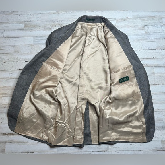 Lauren Ralph Lauren Blazer Jacket Men's 44R Gray Glen Check Wool Cashmere Blend - Picture 9 of 12